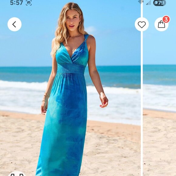 Dresses & Skirts - Celestial Tide Blue Smocked Maxi Dress XL